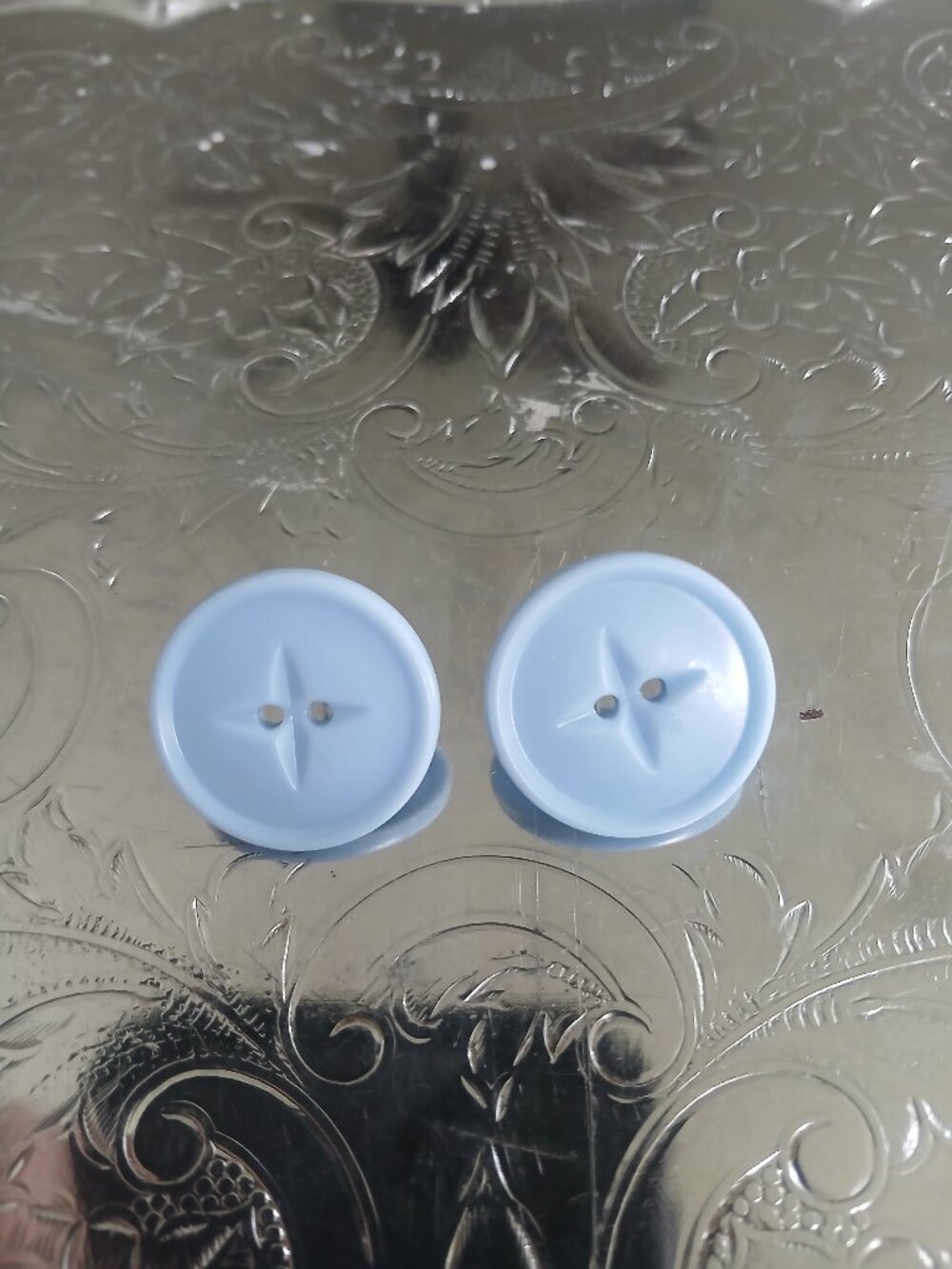 Blue Vintage Button Earrings